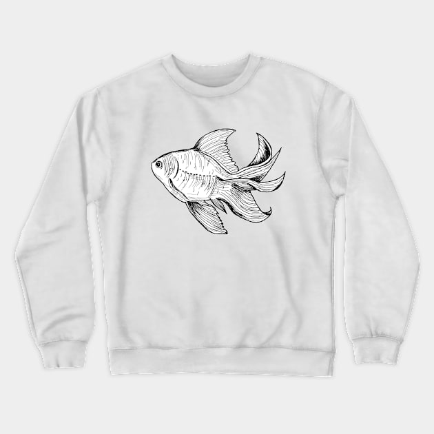 Hand drawn fish Crewneck Sweatshirt by jitkaegressy